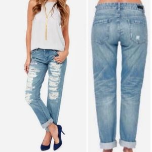BLANK NYC Galaxy Distressed Straight Leg Jeans Sz 25
